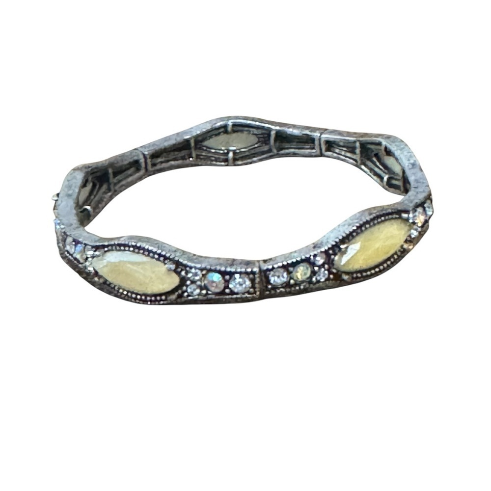 Elegant Silver and Cream Bracelet Deco Style vintage
